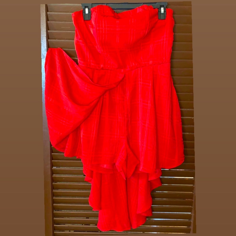 Red romper dress(high low)